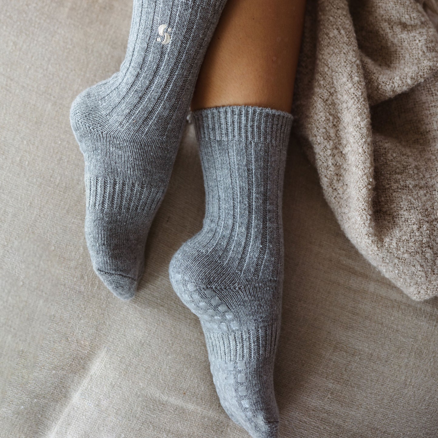 Merino Wool Non-Slip Socks- Light Grey