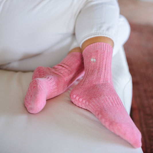 Merino Wool Non-Slip Socks- Coral