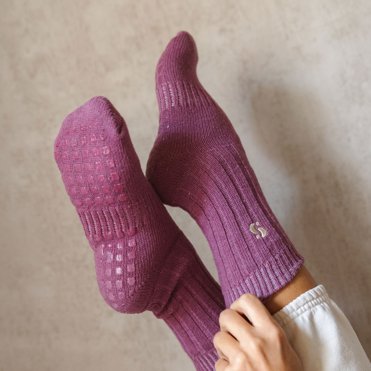 Merino Wool Non-Slip Socks- Viola