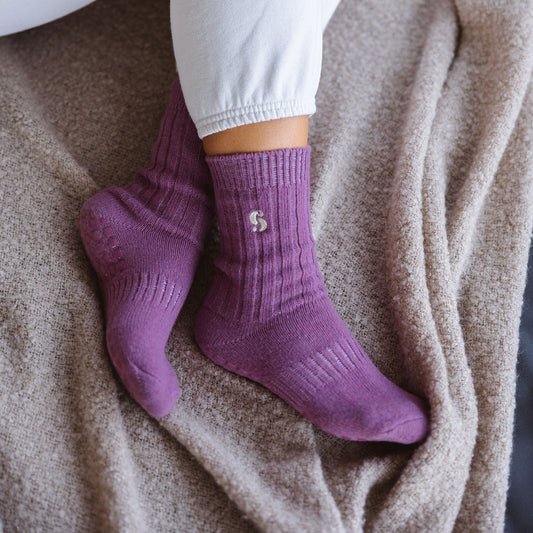 Merino Wool Non-Slip Socks- Viola