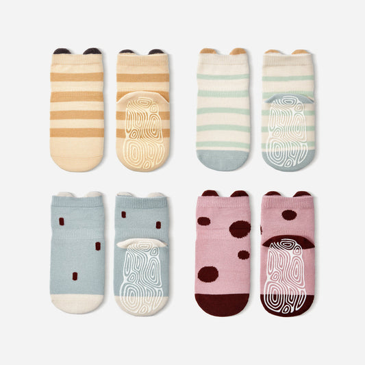 New-Ladybug & Friends- Organic- 4 Pairs of Stay-On Baby & Toddler Non-Slip Socks